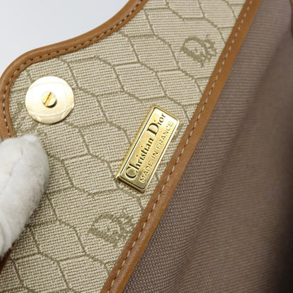 Christian Dior Vintage Honeycomb Flap Crossbody Bag Canvas and Leather, BEIGE, CANVAS, Shoulder bag