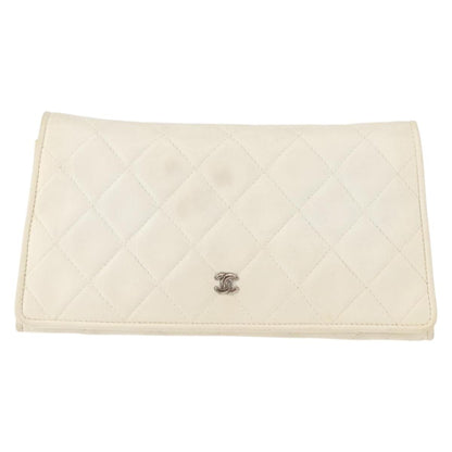 Chanel Full Flap Wallet on Chain Quilted Lambskin, WHITE, LEATHER, Clutche & pouche