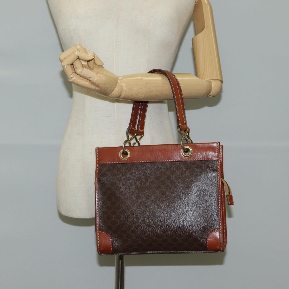 Celine Vintage Macadam Shoulder Bag Leather, BROWN, LEATHER, Shoulder bag