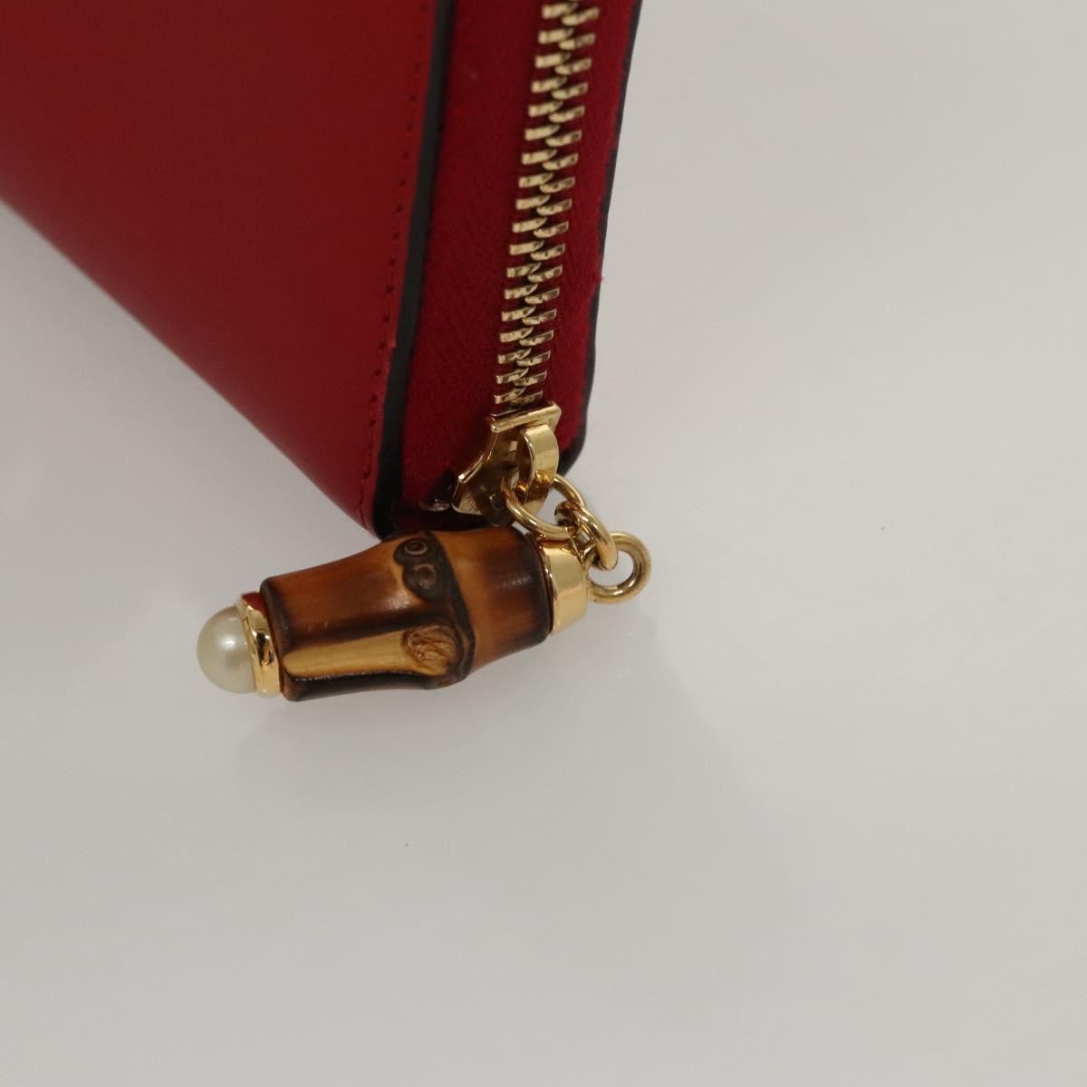 Gucci Bamboo Tassel Zip Organizer Wallet Leather, RED, LEATHER, Wallets