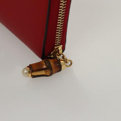 Gucci Bamboo Tassel Zip Organizer Wallet Leather, RED, LEATHER, Wallets
