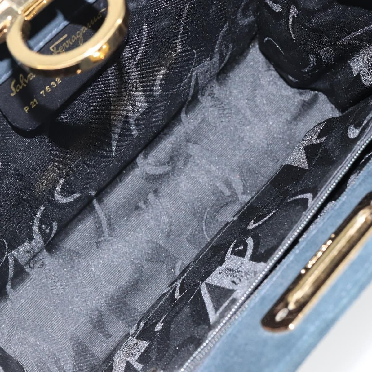 Salvatore Ferragamo Gancini Chain Shoulder bag Suede, NAVY, SUEDE, Shoulder bag