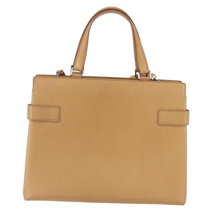 Salvatore Ferragamo Double Gancini Side Buckle Tote Leather, BEIGE, LEATHER, Handbag