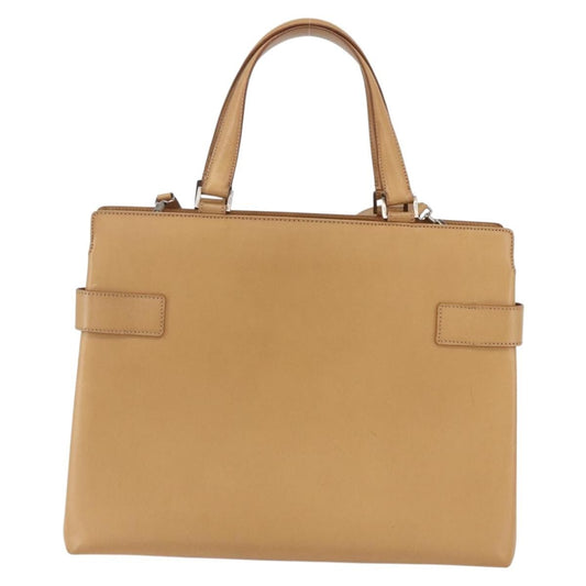 Salvatore Ferragamo Double Gancini Side Buckle Tote Leather, BEIGE, LEATHER, Handbag