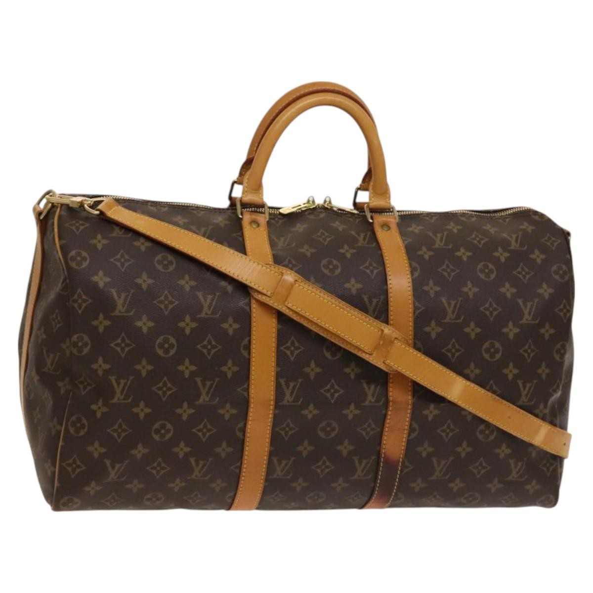 Louis Vuitton Keepall Bandouliere Bag Monogram Canvas, BROWN, CANVAS, Travel bag