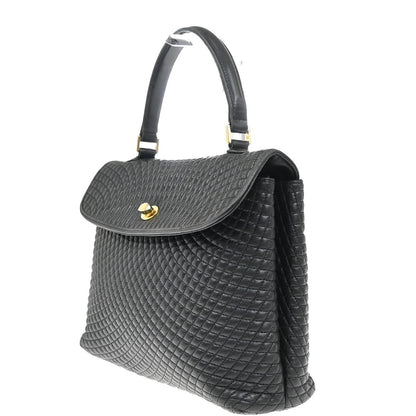 Bally Vintage Handbag Quilted Leather, BLACK, LEATHER, Handbag