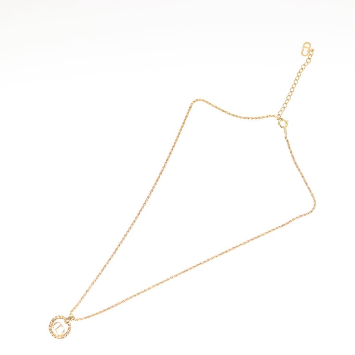 Christian Dior Vintage CD Round Pendant Necklace Metal, GOLD, METAL, Necklace