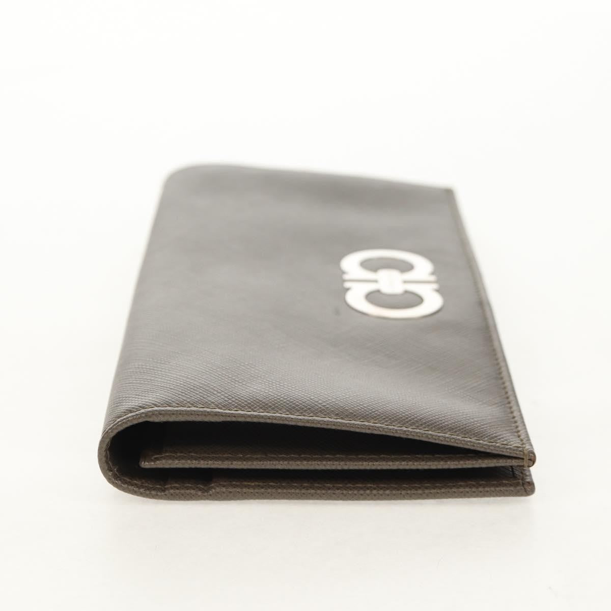 Salvatore Ferragamo Gancini Bifold Wallet Leather, GRAY, LEATHER, Wallets