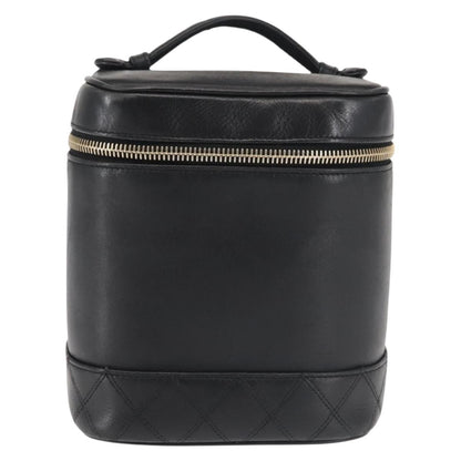Chanel Vanity pouch Leather, BLACK, LEATHER, Toiletry Case