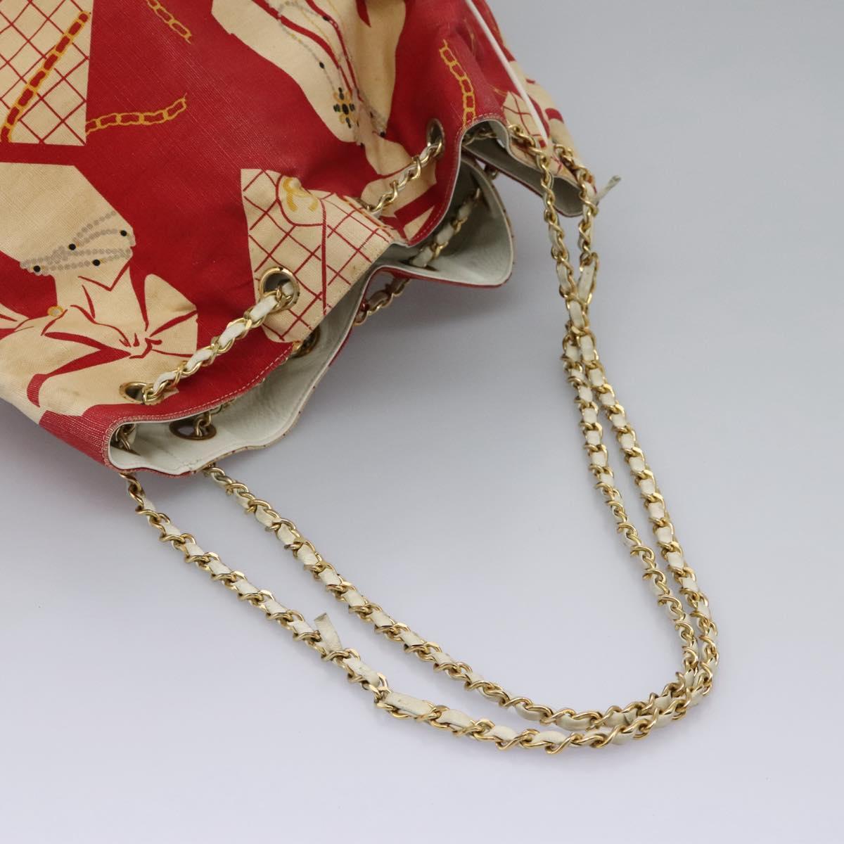 Chanel Chain Shoulder Bag Canvas, RED, CANVAS, Shoulder bag