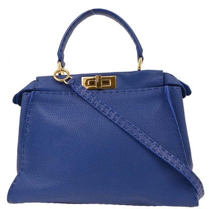 Fendi Selleria Peekaboo Bag Rigid Leather, BLUE, LEATHER, Handbag