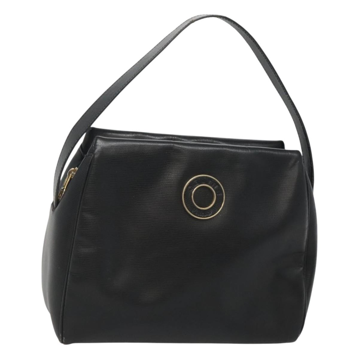 Celine Circle Logo Handbag Leather, BLACK, LEATHER, Handbag
