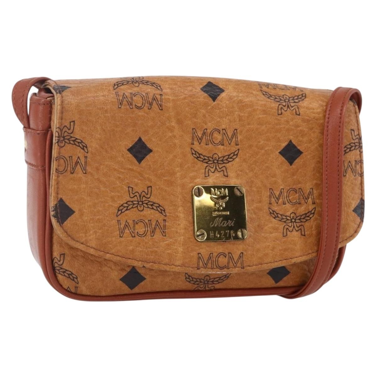 MCM Visetos Shoulder bag Canvas and Leather, BROWN, CANVAS, Shoulder bag