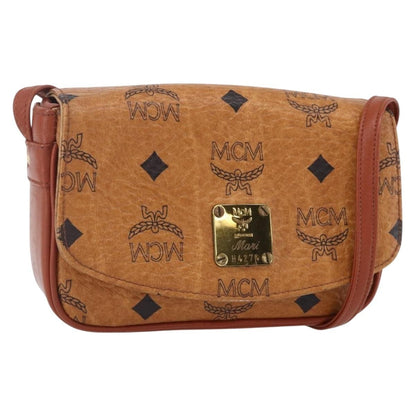 MCM Visetos Shoulder bag Canvas and Leather, BROWN, CANVAS, Shoulder bag