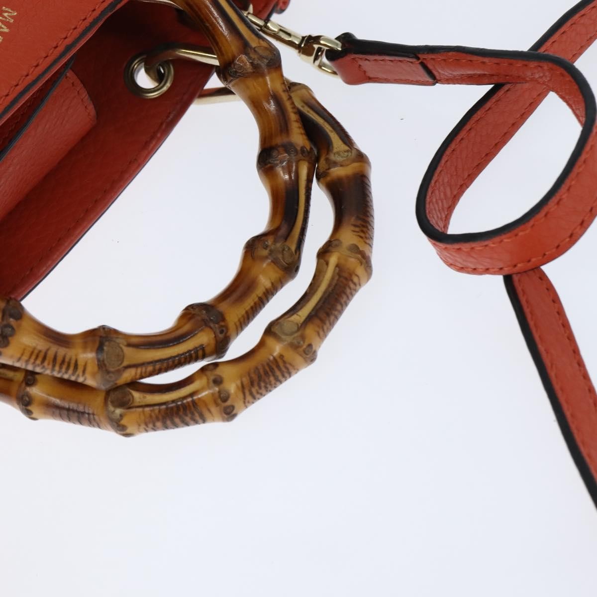Gucci Bamboo Shopper Tote Leather, ORANGE, LEATHER, Handbag