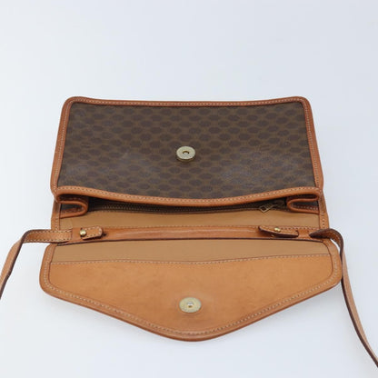 Celine Vintage Macadam Circle Logo Shoulder Bag Canvas and Leather, Brown, Canvas, Shoulder Bag