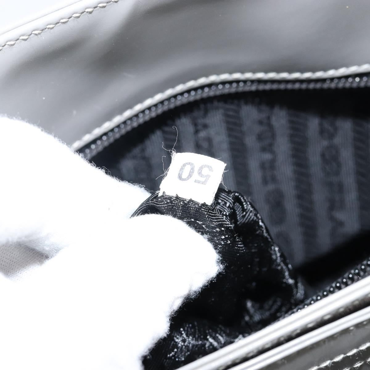 Prada Resin Handle Tote Patent Leather, GRAY, PATENT_LEATHER, Handbag