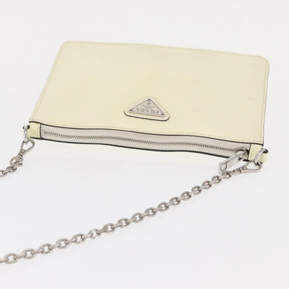 Prada Chain Crossbody Bag Vernice Saffiano Leather, WHITE, LEATHER, Shoulder bag