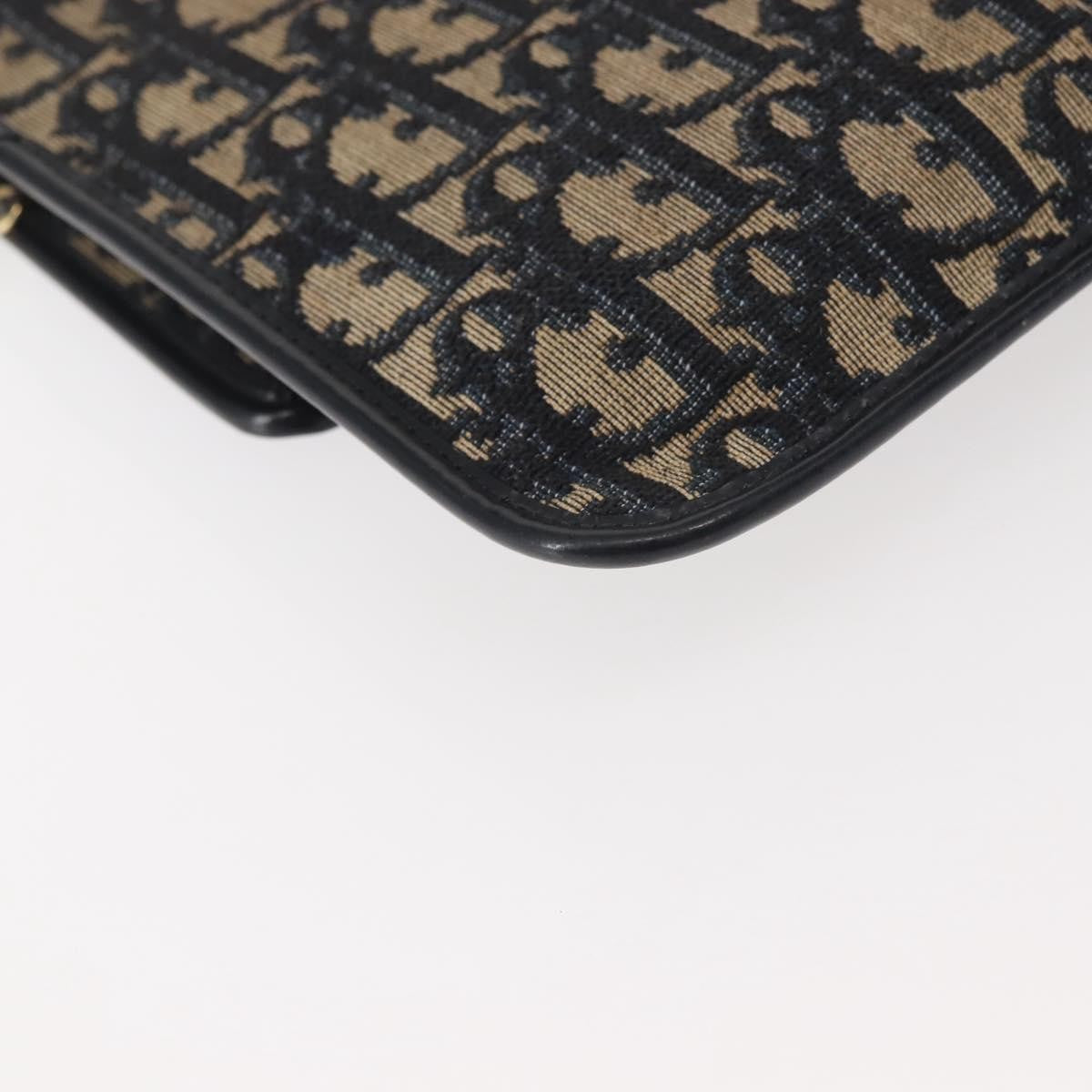 Christian Dior Vintage Trotter Flap Shoulder Bag Canvas, NAVY, CANVAS, Shoulder bag