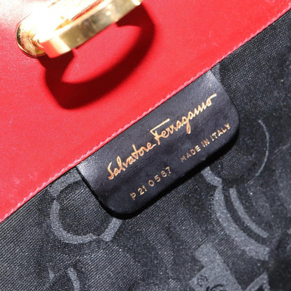 Salvatore Ferragamo Vintage Gancini Chain Shoulder Bag Leather, RED, LEATHER, Shoulder bag