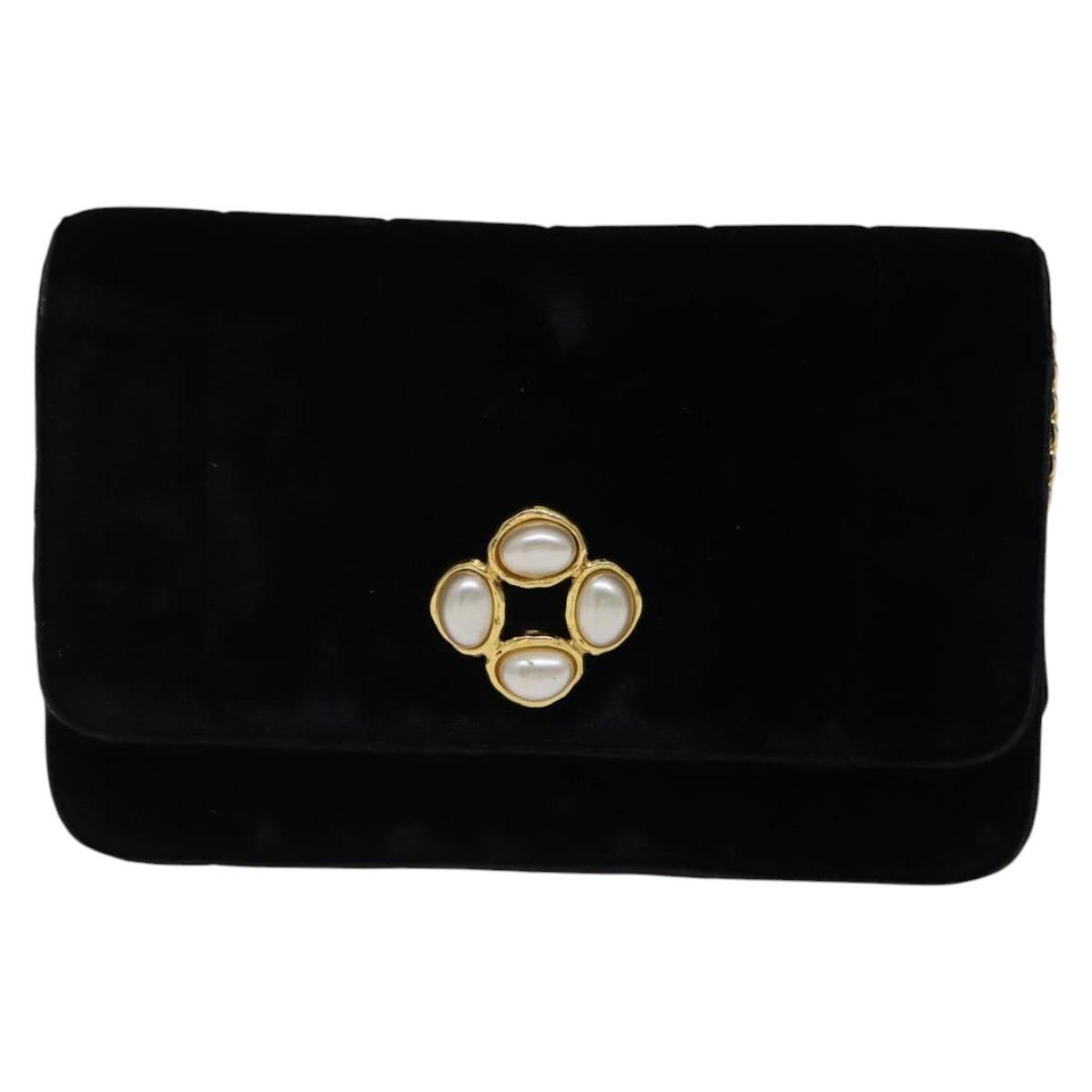 Chanel Wallet on Chain Quilted Velvet, BLACK, VELVET, Shoulder bag