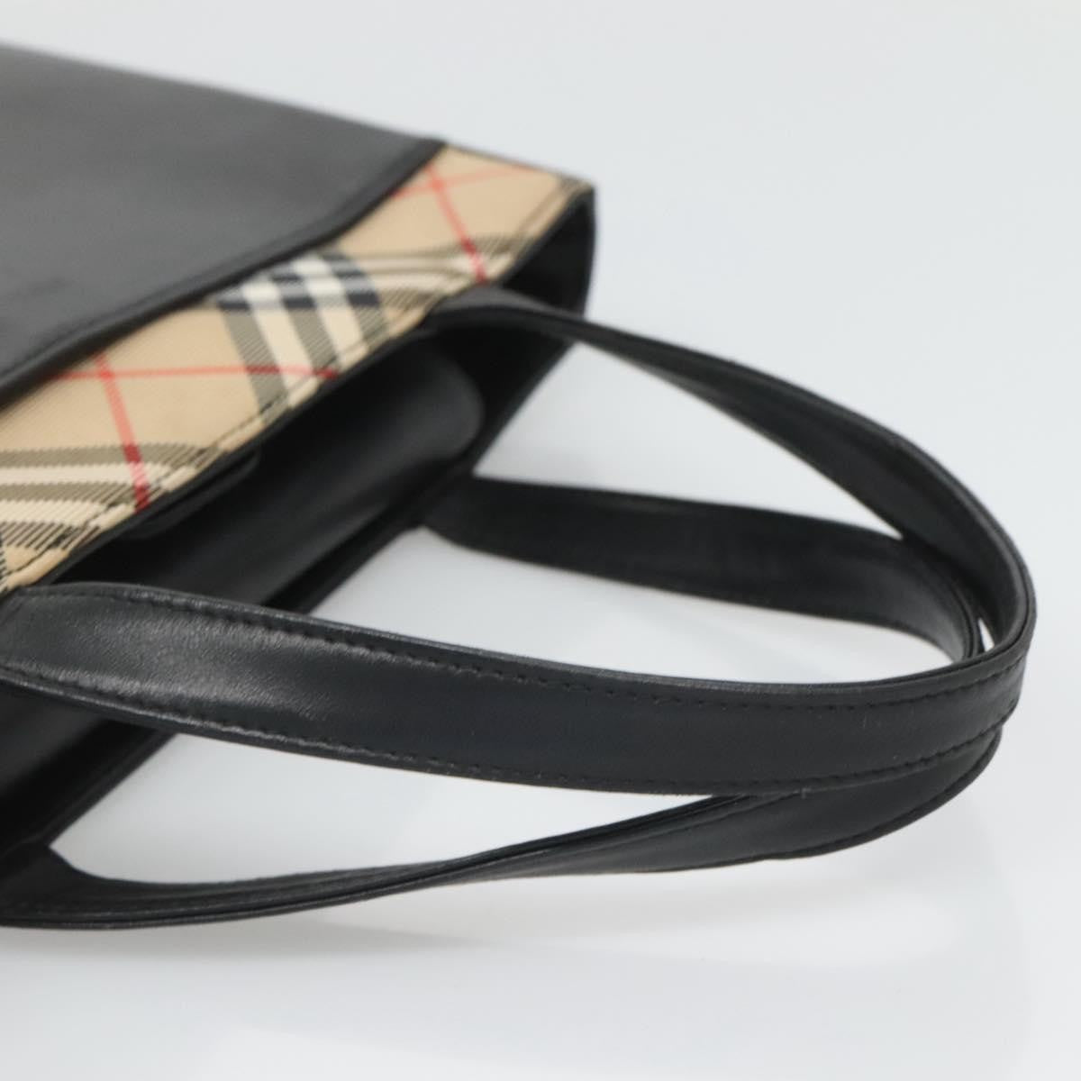 Burberry Nova Check Tote Canvas and Leather, BLACK, LEATHER, Tote bag