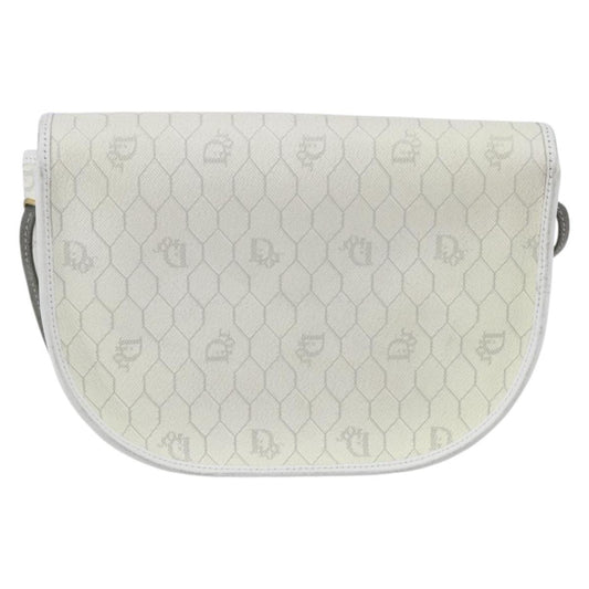 Christian Dior Vintage Honeycomb Flap Crossbody Bag Coated Canvas, WHITE, CANVAS, Shoulder bag
