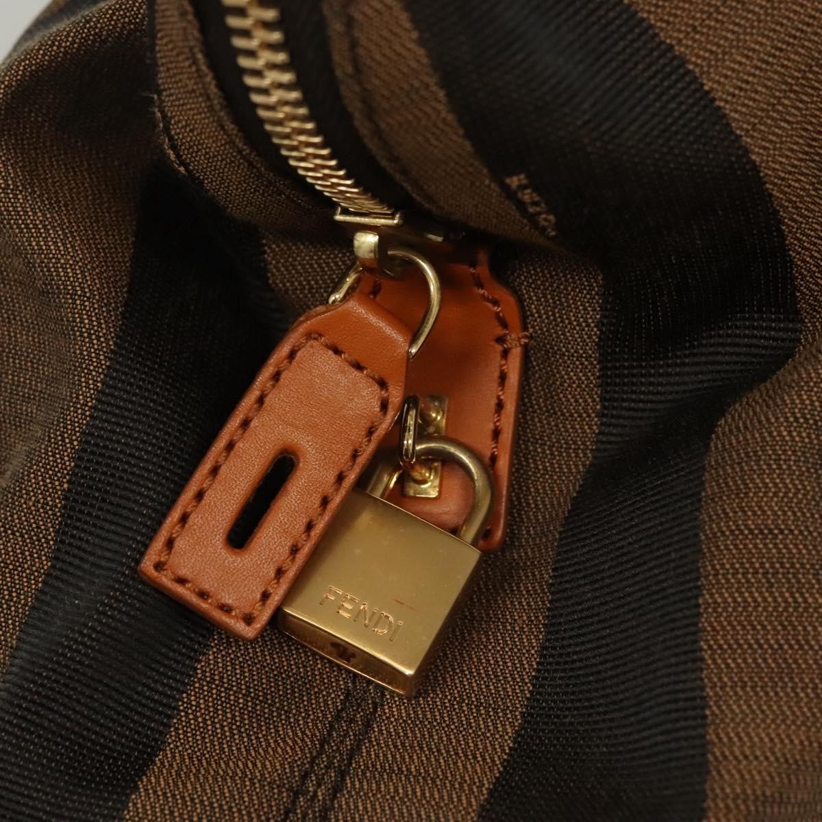 Fendi Pequin 2Bag Canvas and Leather, BROWN, CANVAS, Shoulder bag