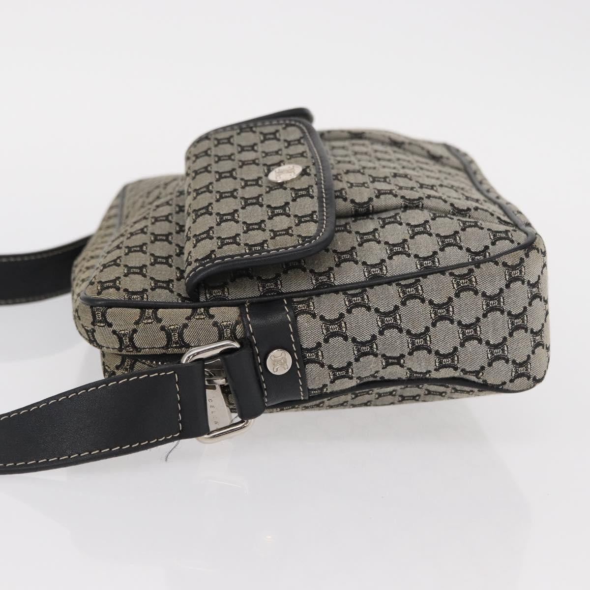 Celine Vintage Macadam Shoulder Bag Canvas and Leather, GRAY, CANVAS, Shoulder bag