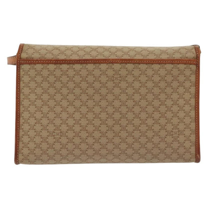 Celine Vintage Macadam Shoulder Bag Canvas and Leather, BEIGE, CANVAS, Shoulder bag