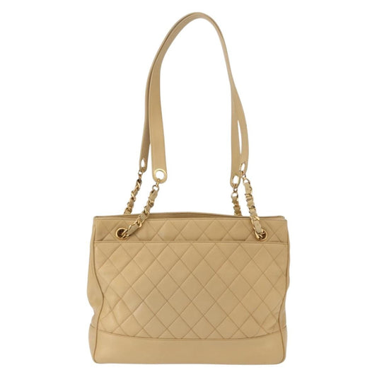 Chanel Expandable Zip Around Tote Quilted Leather, BEIGE, LEATHER, Shoulder bag