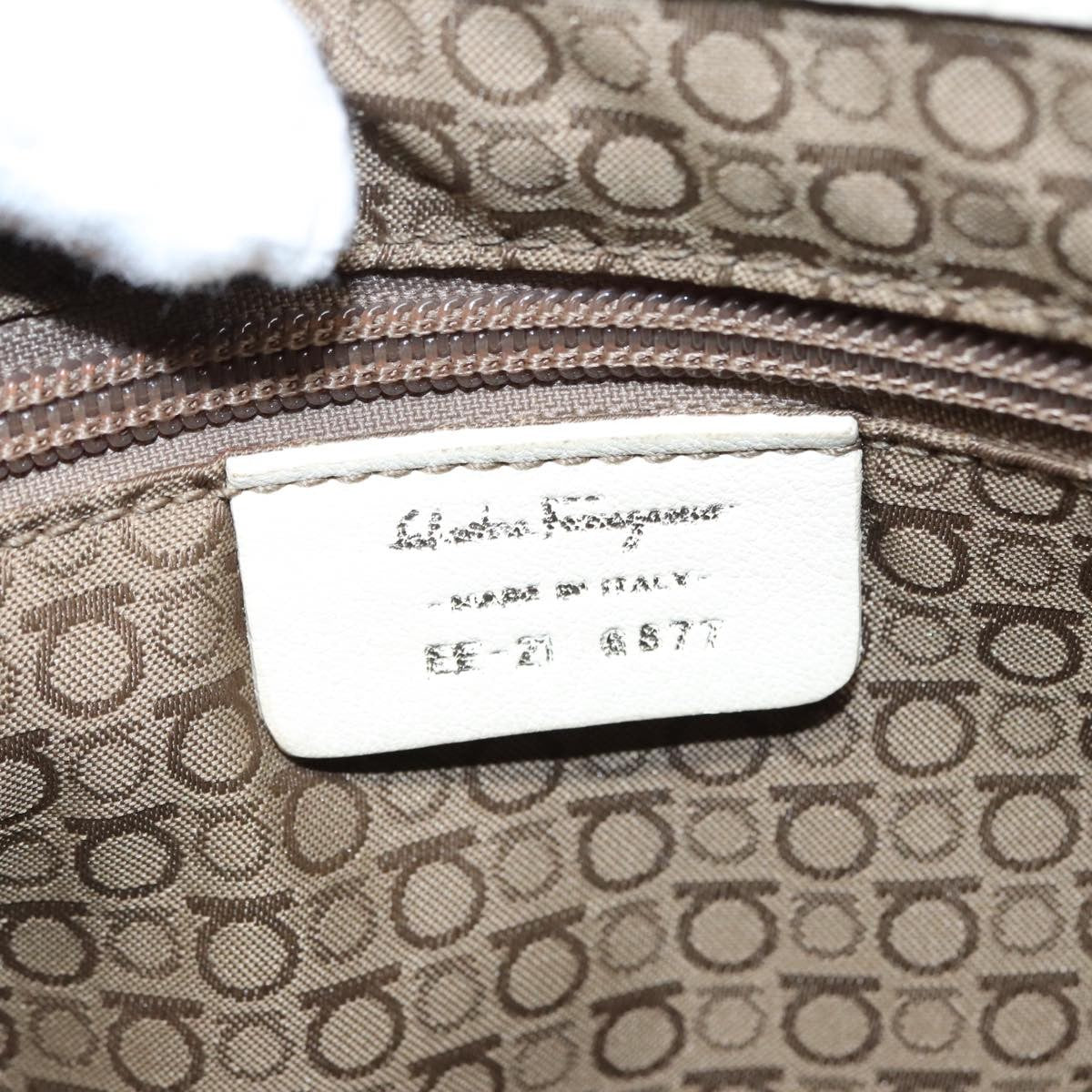 Salvatore Ferragamo Gancini Shoulder Bag Leather, White, Leather, Handbag