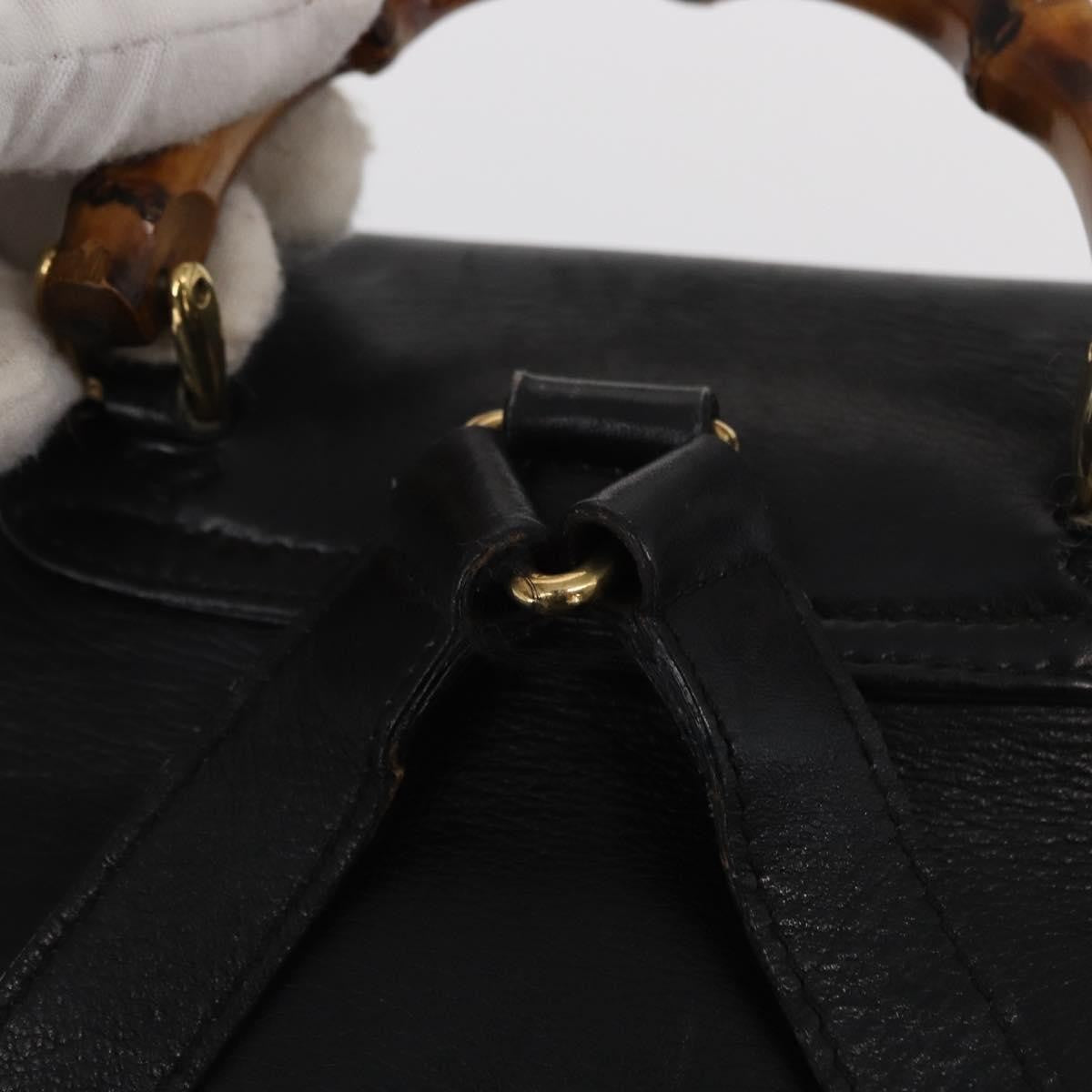 Gucci Vintage Bamboo Backpack Leather, BLACK, LEATHER, Backpack