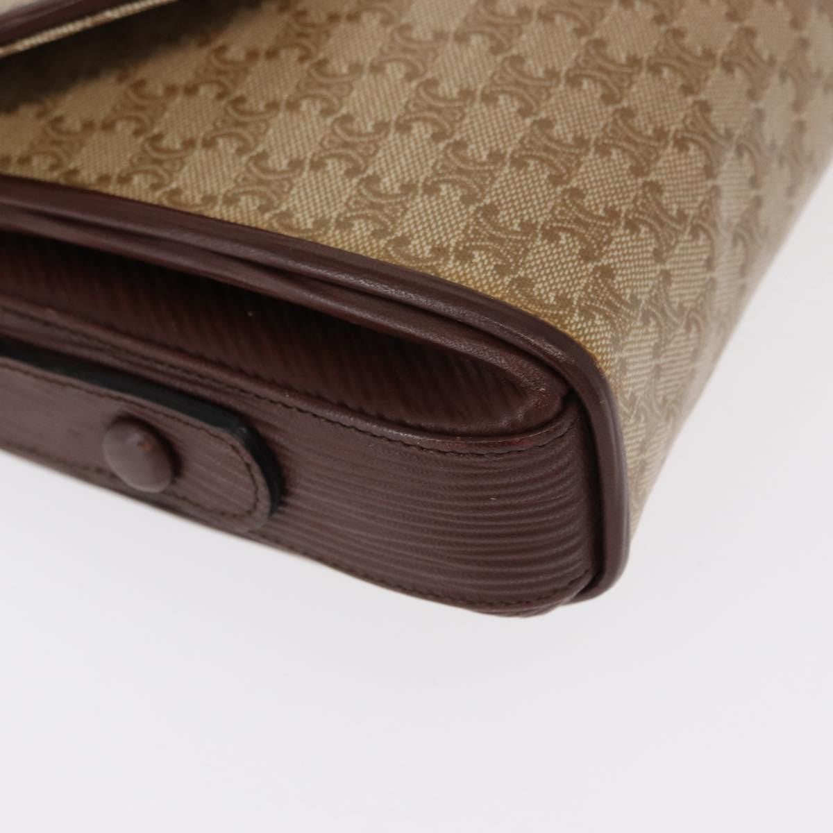 Celine Vintage Macadam Shoulder Bag Canvas and Leather, BEIGE, CANVAS, Shoulder bag