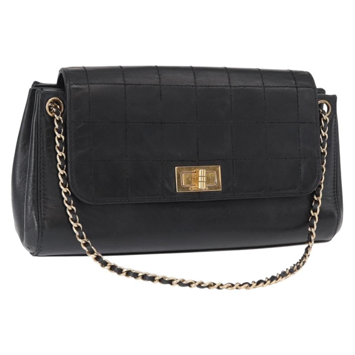 Chanel Chocolate Bar Accordion Reissue Flap Bag Quilted Lambskin, BLACK, LEATHER, Shoulder bag