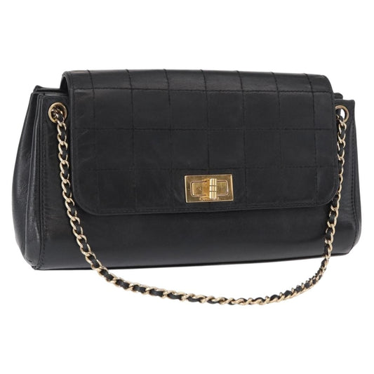 Chanel Chocolate Bar Accordion Reissue Flap Bag Quilted Lambskin, BLACK, LEATHER, Shoulder bag