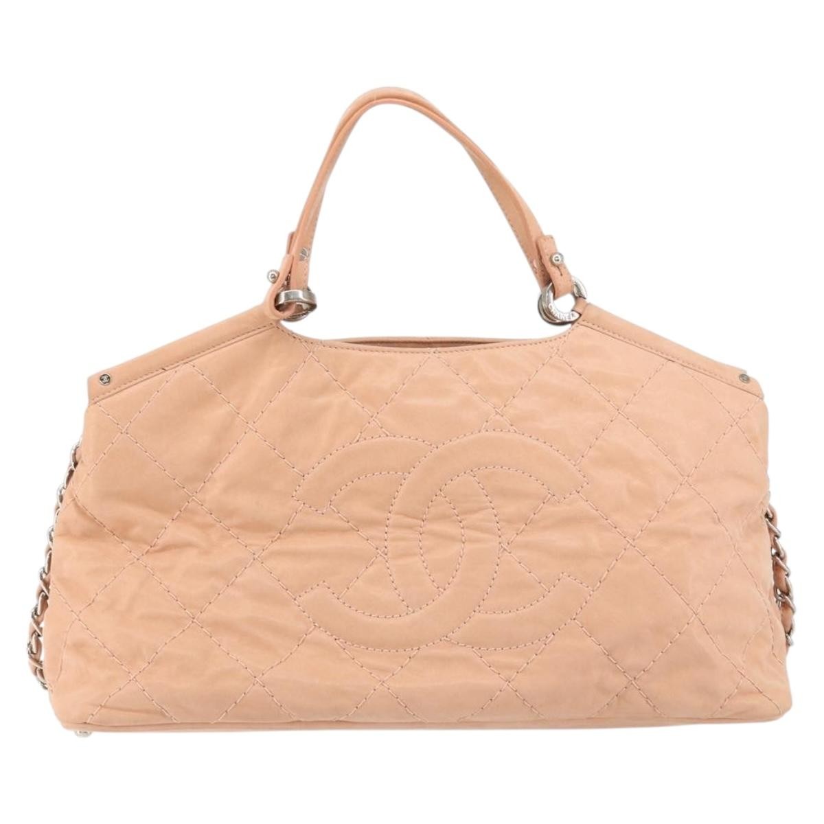 Chanel CC Sea Hit Tote Quilted Iridescent Calfskin, PINK, LEATHER, Shoulder bag