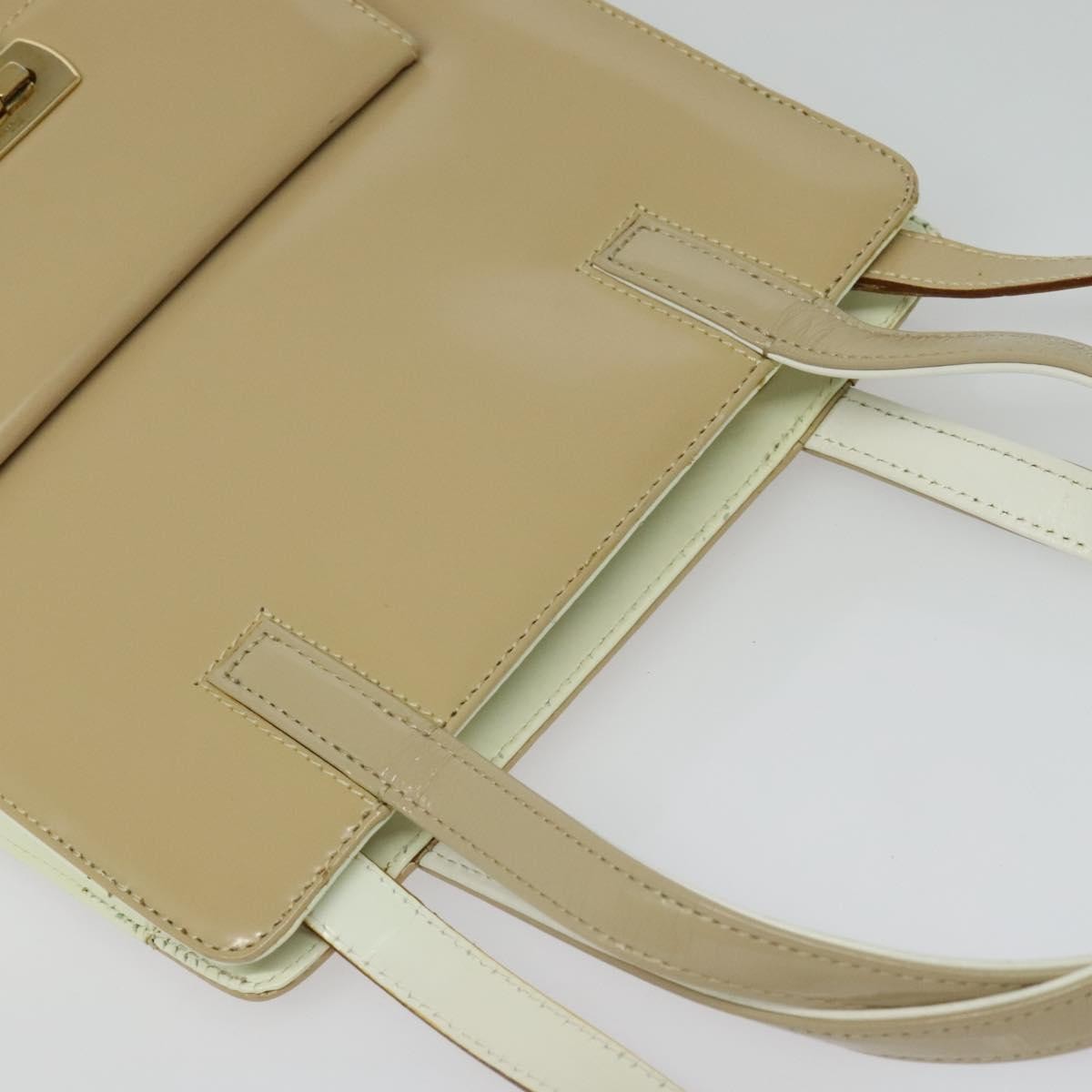 Salvatore Ferragamo Gancini handbag Patent leather, BEIGE, PATENT_LEATHER, Handbag