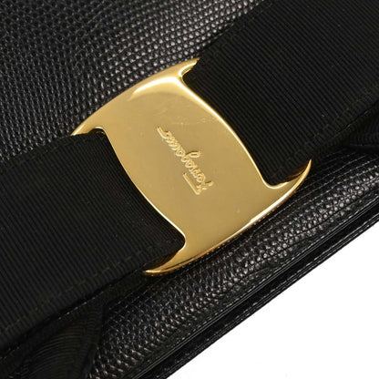 Salvatore Ferragamo Convertible Vara Bow Tote Leather, BLACK, LEATHER, Handbag