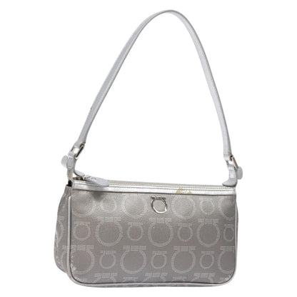Salvatore Ferragamo Gancini Shoulder Bag Leather, SILVER, LEATHER, Shoulder bag