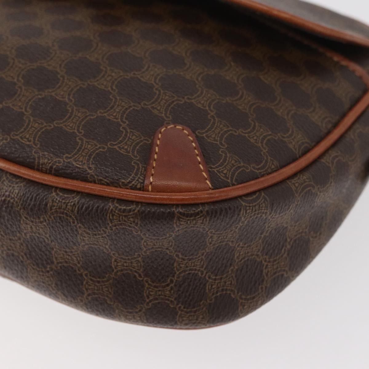 Celine Vintage Macadam Shoulder Bag Canvas, Brown, PVC, Shoulder Bag