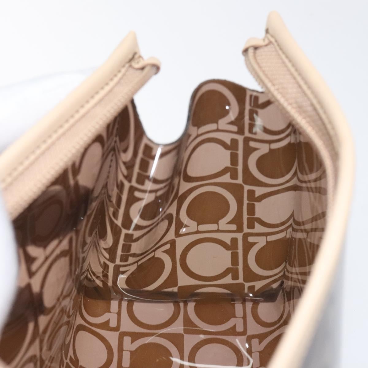 Salvatore Ferragamo Gancini Pouch Canvas, BROWN, VINYL, Clutche & pouche