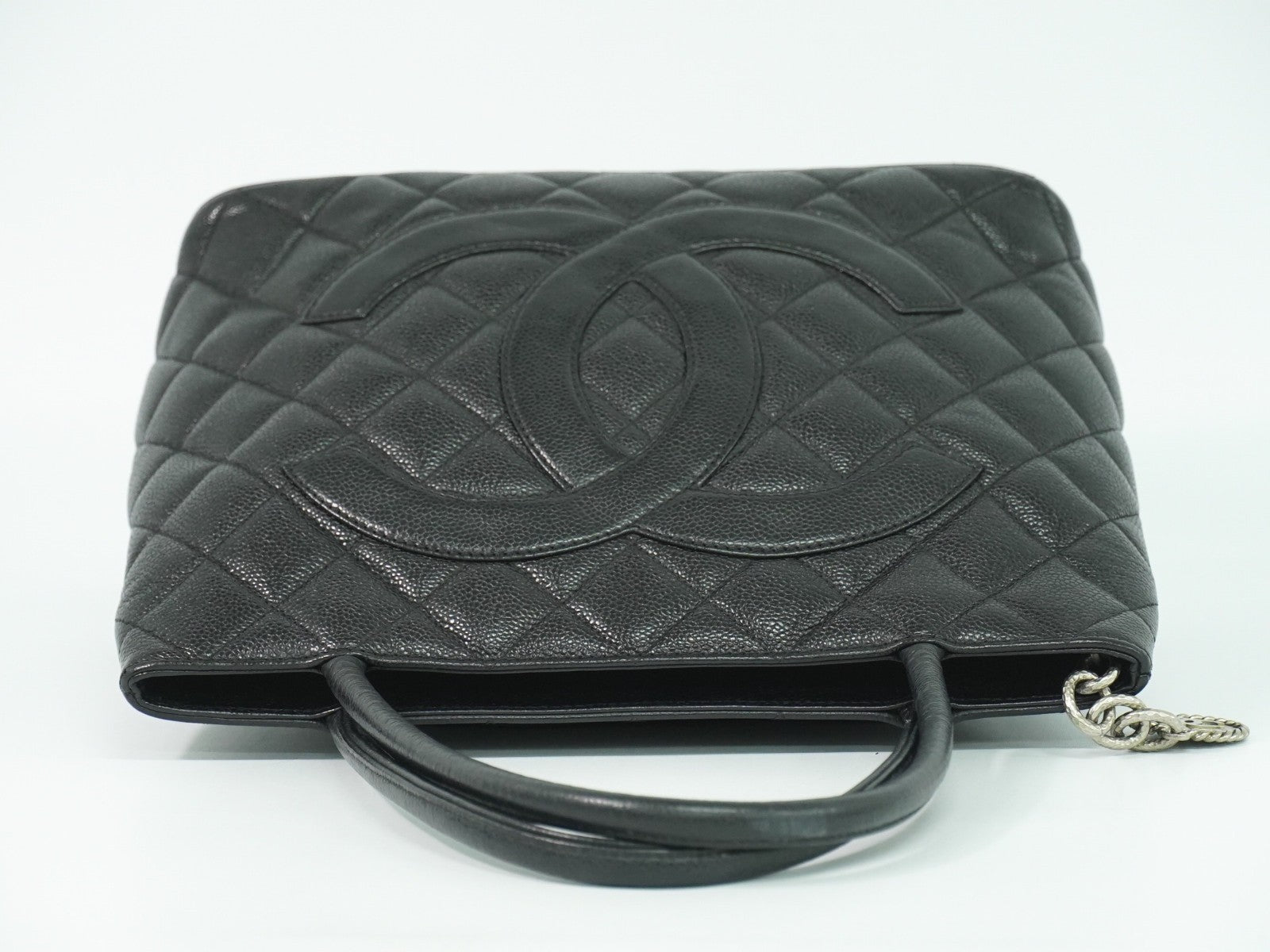 Chanel Medallion Tote Quilted Caviar, BLACK, LEATHER, Tote bag