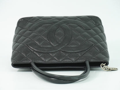 Chanel Medallion Tote Quilted Caviar, BLACK, LEATHER, Tote bag