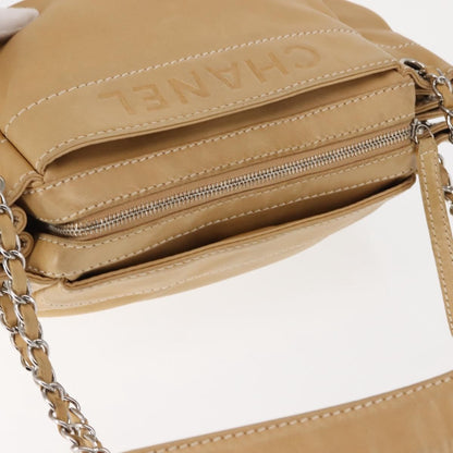 Chanel Lax Accordion Camera Bag Leather, BEIGE, LEATHER, Crossbody bag