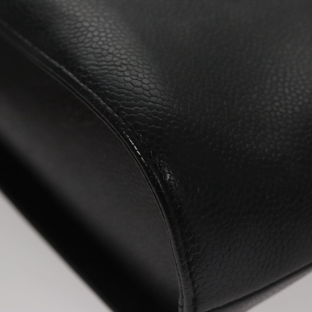 Chanel Vintage Metal Ring Tote Leather, BLACK, LEATHER, Tote bag