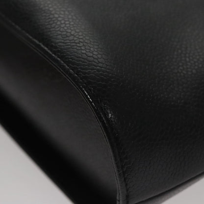 Chanel Vintage Metal Ring Tote Leather, BLACK, LEATHER, Tote bag