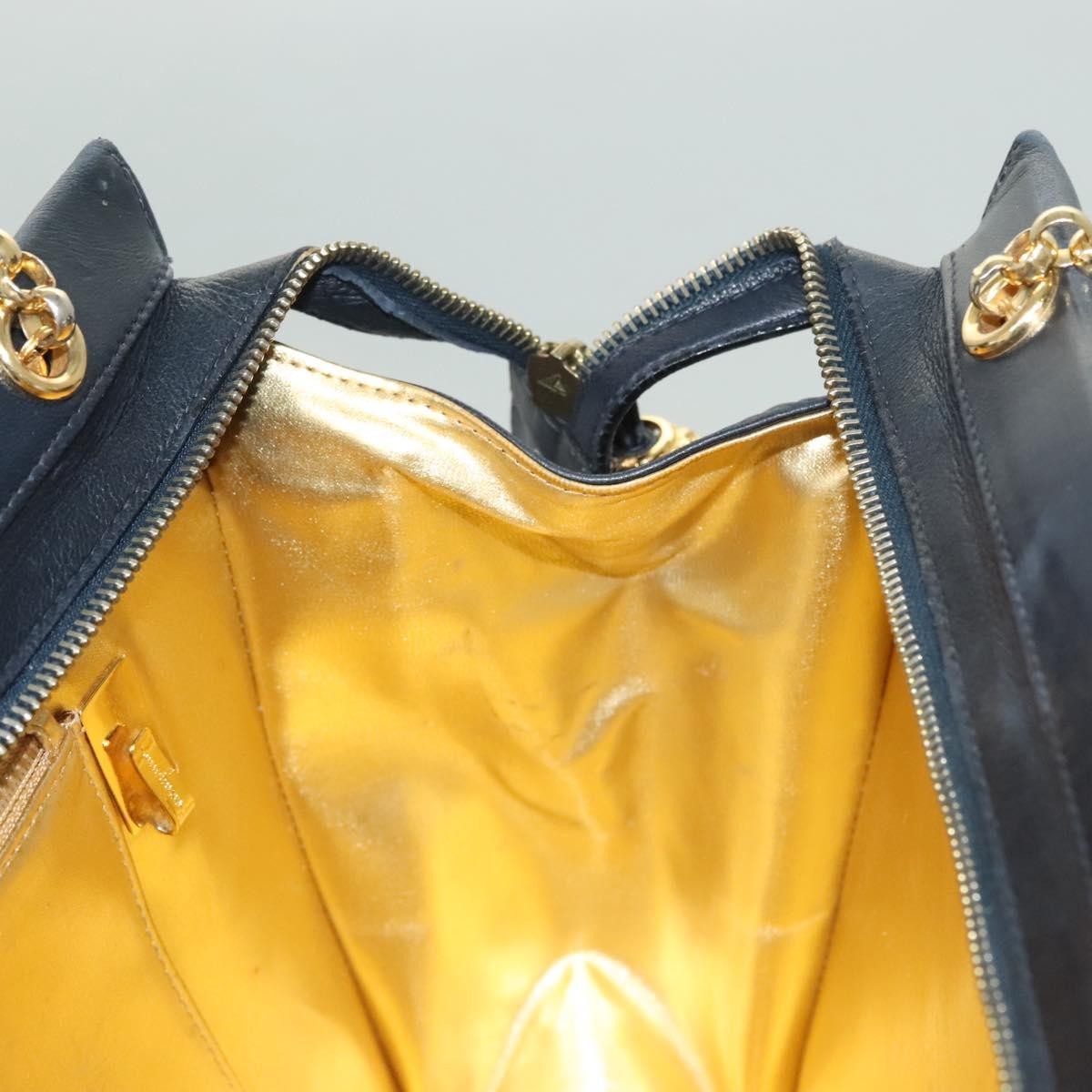 Salvatore Ferragamo Chain Shoulder Bag Leather, NAVY, LEATHER, Shoulder bag