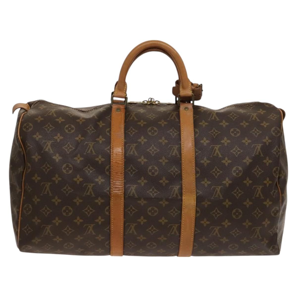 Louis Vuitton Keepall Bag Monogram Canvas, BROWN, CANVAS, Travel bag