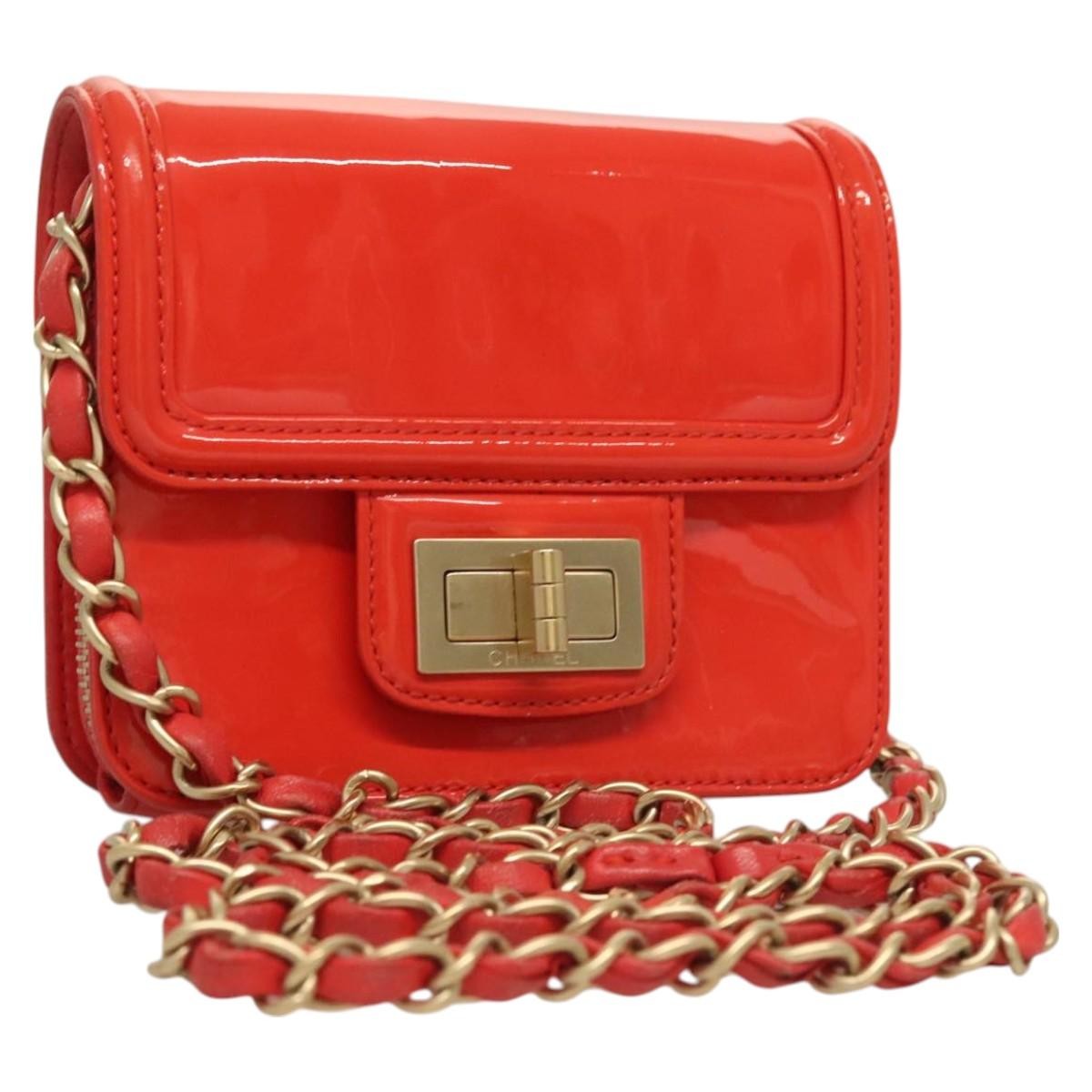 Chanel Reissue 2.55 Square Zip Around Card Holder Wallet Quilted Aged Calfskin, ORANGE, PATENT_LEATHER, Wallets